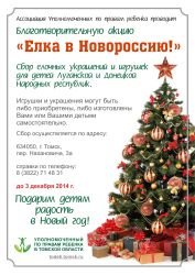 Объявлена благотворительная акция «Ёлка в Новороссию»